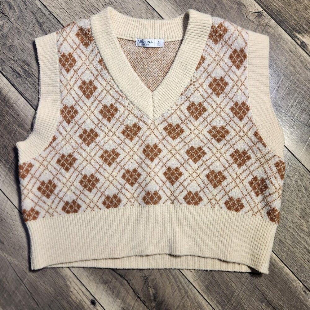 Arizona Cropped Sweater Vest Argyle Pattern
